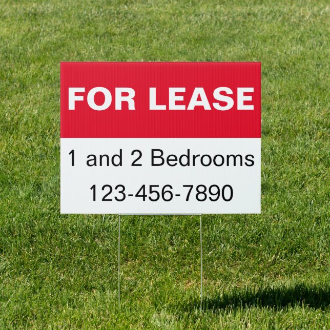 For Lease Red Black & White Apartments for Rent Sign (Insitu)