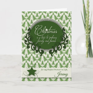 for Life Partner Christmas Vintage Tree Holiday Card