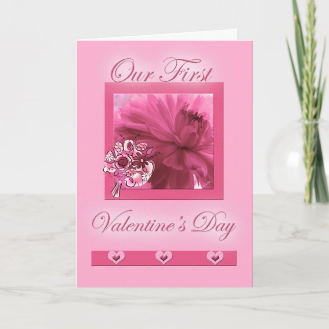 for Life Partner First Valentine's Day Pink Daisy Holiday Card (Front)