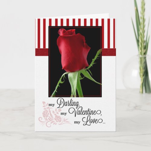 for Life Partner on Valentines Day Red Rose Holiday Card