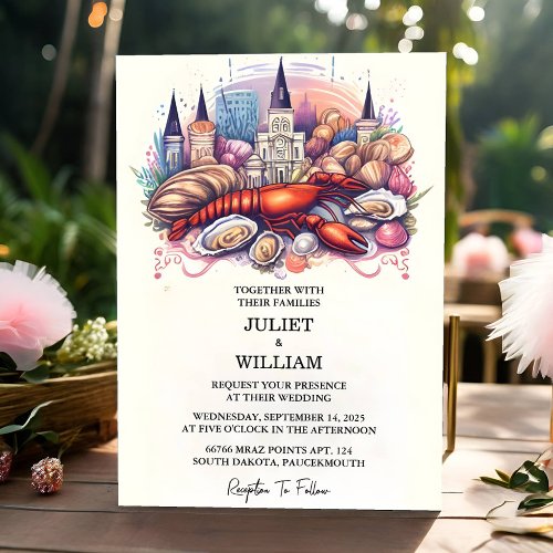 For Lobster Beach Ocean Summer New Orleans Wedding Invitation