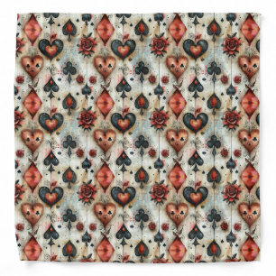 For lovers of card games. Playing card symbols. Bandana