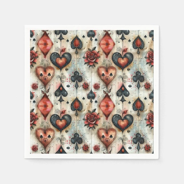 For lovers of card games. Playing card symbols. Napkins (Front)
