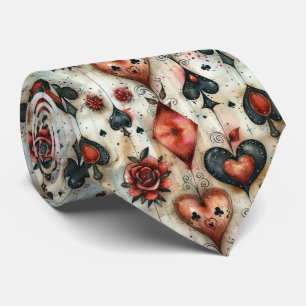 For lovers of card games. Playing card symbols. Neck Tie