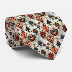 For lovers of card games. Playing card symbols. Neck Tie
