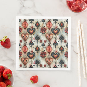 For lovers of card games. Playing card symbols. Paper Dinner Napkins
