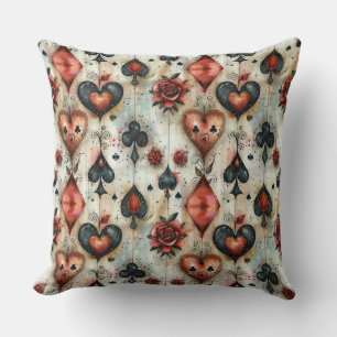 For lovers of card games. Playing card symbols. Throw Pillow
