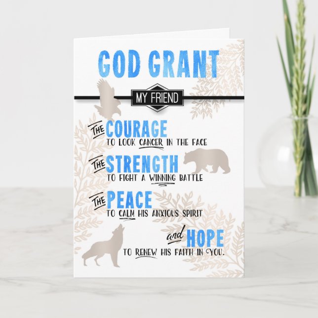 for Male Friend Fighting Cancer Blue Prayer Card (Front)