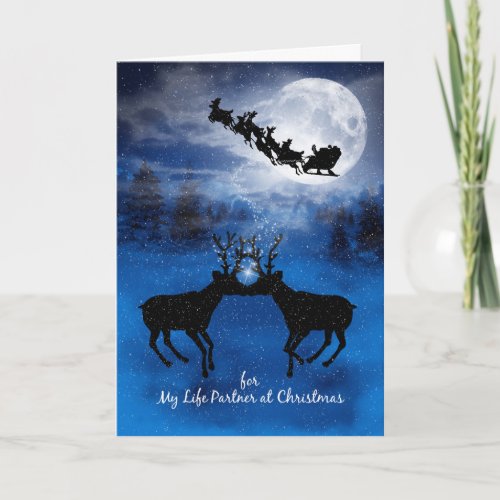 for Male Life Partner Christmas Kissing Reindeer Holiday Card for Male Life Partner Christmas Kissing Reindeer Holiday Card