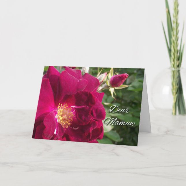 For Mamaw Grandparents Day Red Rose and Bud Card (Front)