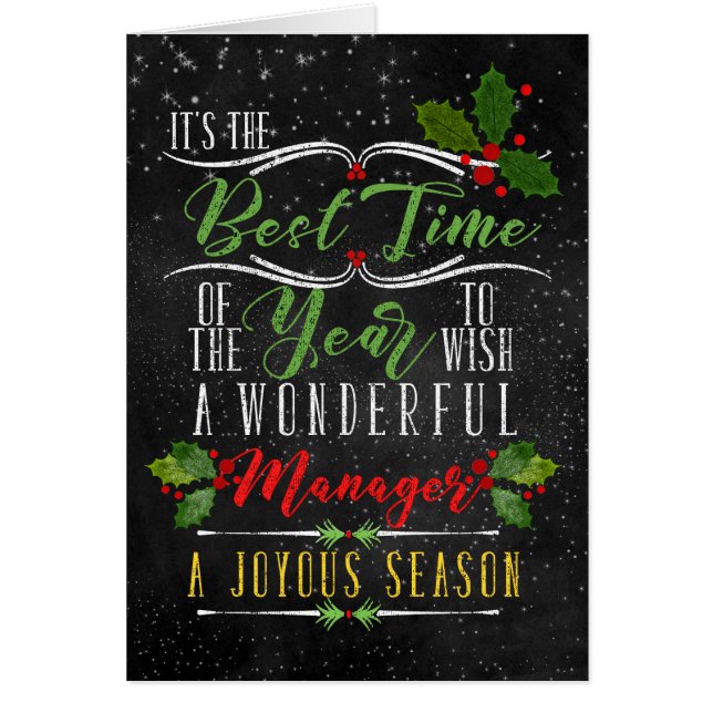 for Manager Best Time of Year Christmas Chalk Cards (Front)