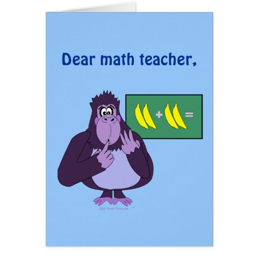 For Math Teacher Funny Gorilla Counting Customized Cards (Front)