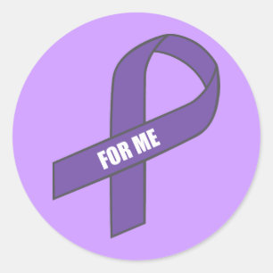 For Me (Purple Ribbon) Classic Round Sticker