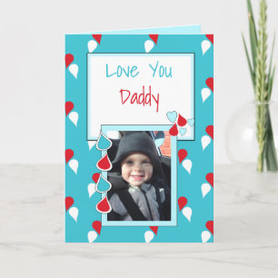 For men Daddy photo blue and red Birthday greeting Card