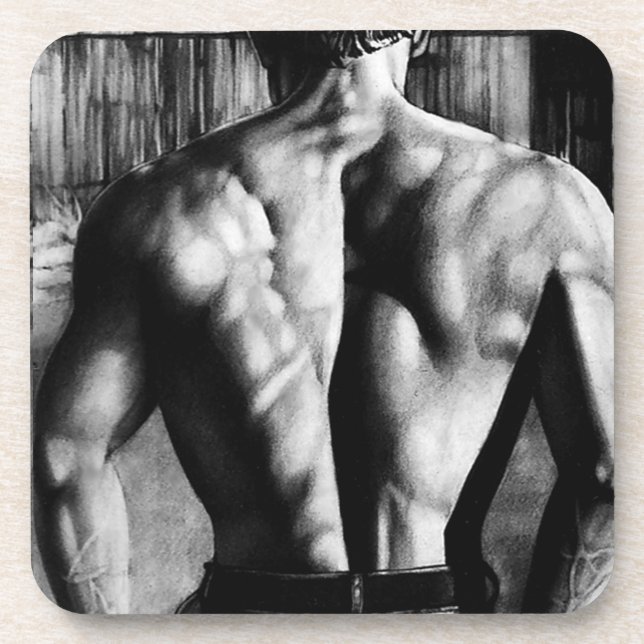 For Men Elegant Masculine Art Male Bodybuilder Beverage Coaster (Front)