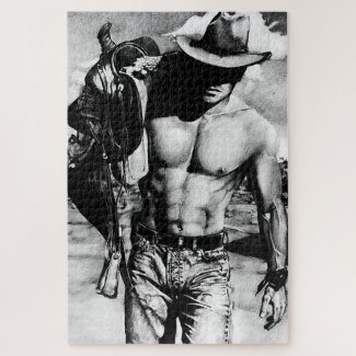 For Men Original Hand-drawn Sexy Cowboy Man Jigsaw Puzzle