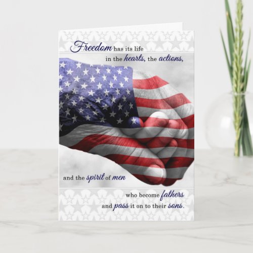 for Military Dad on Fathers Day Patriotic Card