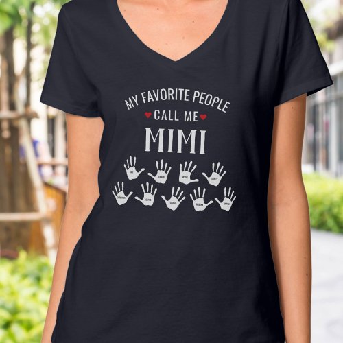 For Mimi with Grandkids Names Personalized T_Shirt