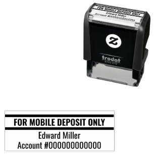For Mobile Deposit Only and Bank Account Number  Self-inking Stamp