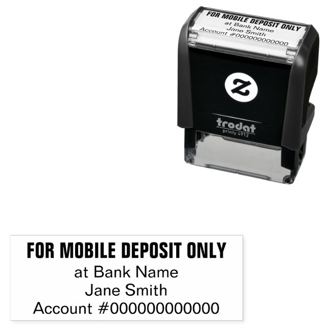 For Mobile Deposit Only Bank Name & Account Number Self-inking Stamp (In Situ)