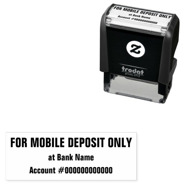 For Mobile Deposit Only Bank Name & Account Number Self-inking Stamp (In Situ)