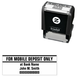 For Mobile Deposit Only Bank Name & Account Number Self-inking Stamp