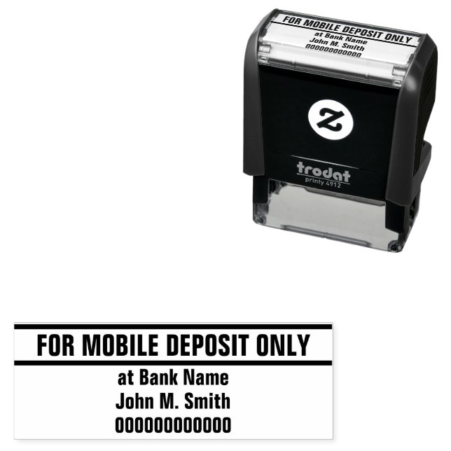For Mobile Deposit Only Bank Name & Account Number Self-inking Stamp (In Situ)