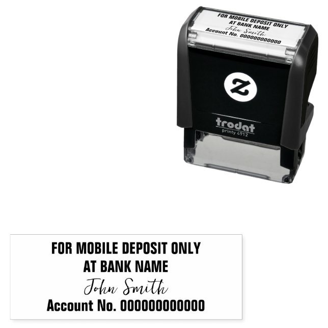 For Mobile Deposit Only Bank Name Account Number Self-inking Stamp (In Situ)