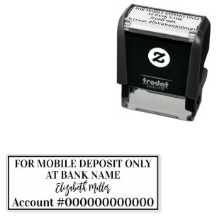 For Mobile Deposit Only Bank Name Acct. Signature Self-inking Stamp