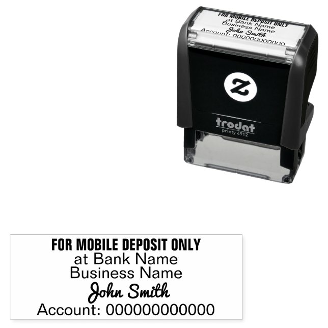 For Mobile Deposit Only Bank Name Business Signed Self-inking Stamp (In Situ)