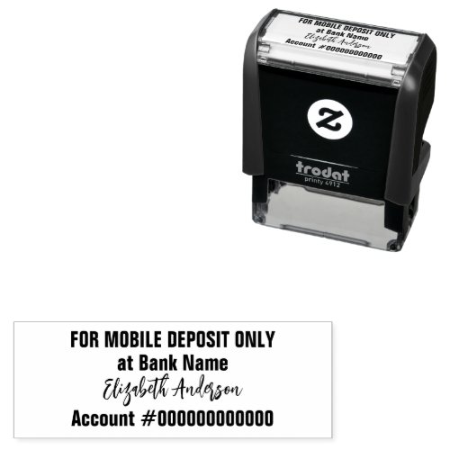 For Mobile Deposit Only Banking App Cursive Name Self_inking Stamp