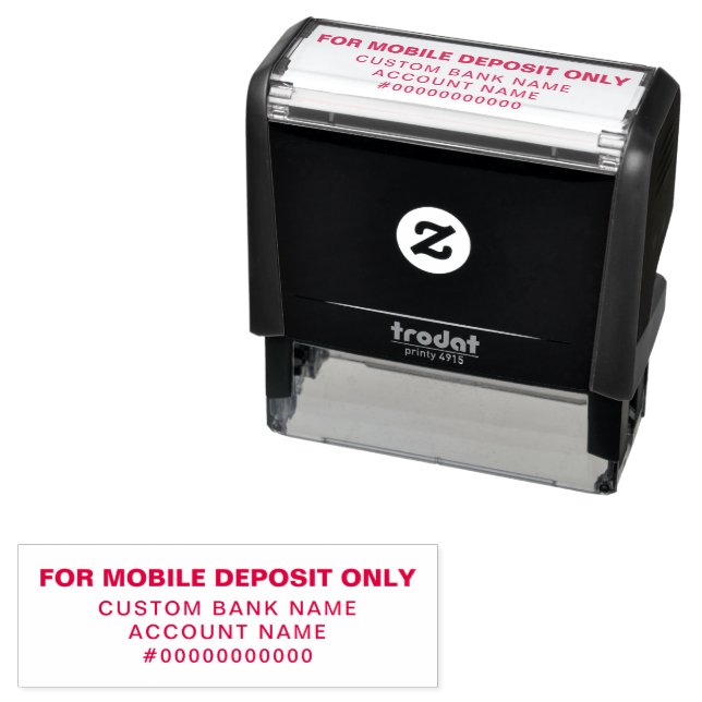 For Mobile Deposit Only Check Endorsement Custom Self-inking Stamp (In Situ)