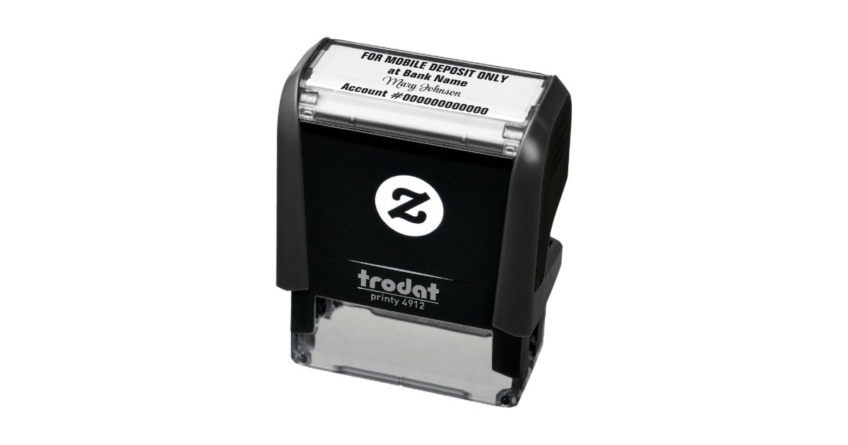 For Mobile Deposit Only Cursive Name Bank Account Self-inking Stamp ...