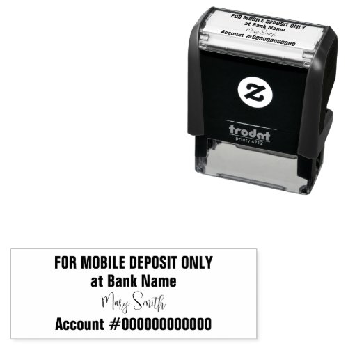 For Mobile Deposit Only Cursive Name Endorse Check Self-inking Stamp