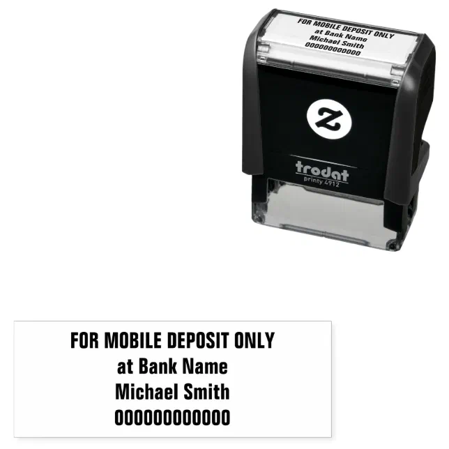 For Mobile Deposit Only Customer Name Bank Account Self-inking Stamp ...