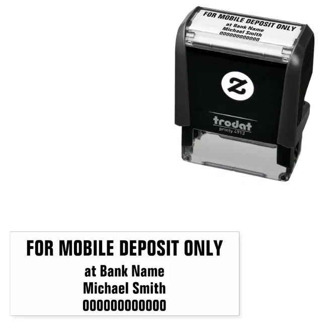 For Mobile Deposit Only Customer Name Bank Account Self-inking Stamp ...