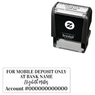For Mobile Deposit Only Script Signature Bank Acct Self-inking Stamp
