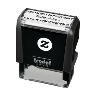 For Mobile Deposit Only Script Signature Bank Acct Self-inking Stamp