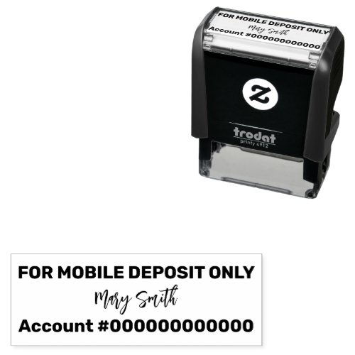 For Mobile Deposit Only Script Signature Bank Acct Self_inking Stamp