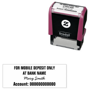 For Mobile Deposit Only Signature Name Bank Acct Self-inking Stamp