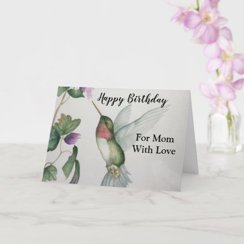 For Mom Birthday Joyful Hummingbird Watercolor Card