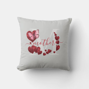 For Mom Butterfly Heart-Shaped Leaves Bouquet Throw Pillow