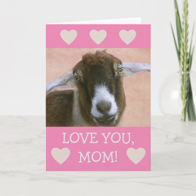 For Mom Cute Goat Valentine's Holiday Card (Front)