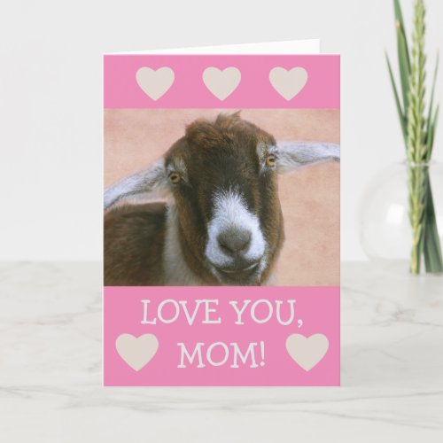 For Mom Cute Goat Valentines Holiday Card