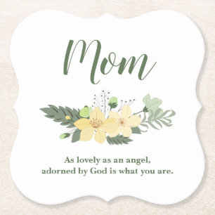 For Mom Floral Inspirational Quote Paper Coaster