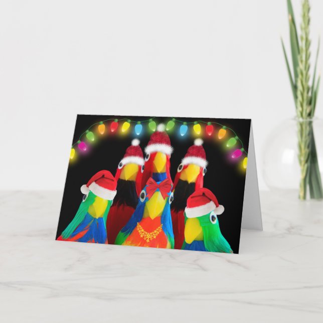 For Mom Funny Parrot Christmas Holiday Card (Front)