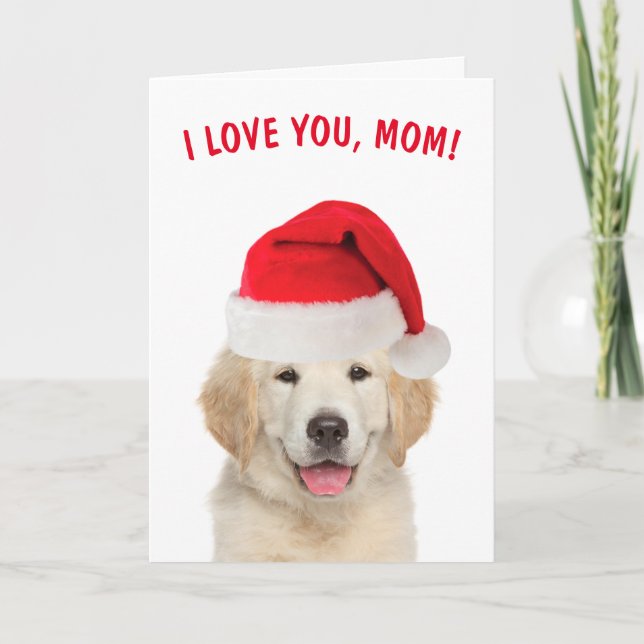 For Mom, Golden Retriever Christmas Card (Front)