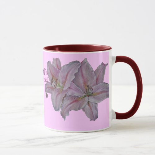 For mom lillies pink flowers floral mug