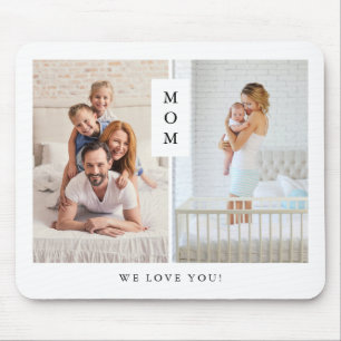 For Mom Modern Two Photo Grid Mouse Pad