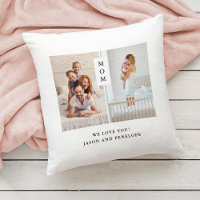For Mom | Modern Two Photo Grid Throw Pillow
